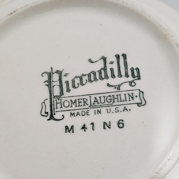 Homer Laughlin Piccadilly Creamer Sugar Stacking Set vtg red plaid gold floral - Picture 9 of 11